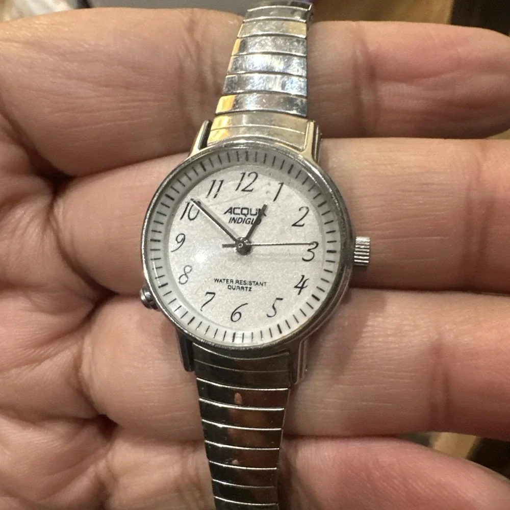 Working Acqua Indiglo Ladies‎ Quartz Watch 23mm Round Silver Tone Bracelet Fit 7